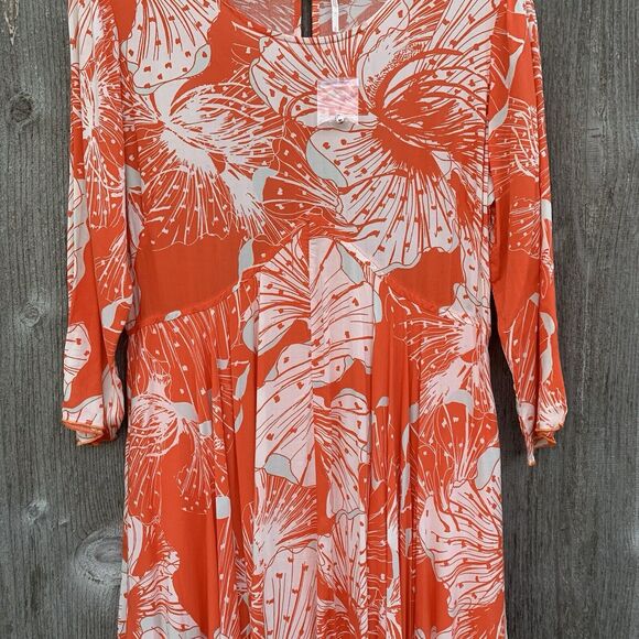 FREE PEOPLE First Kiss Maxi Dress NWT Sz Large Orange Floral Rayon Bohemian - Picture 8 of 16